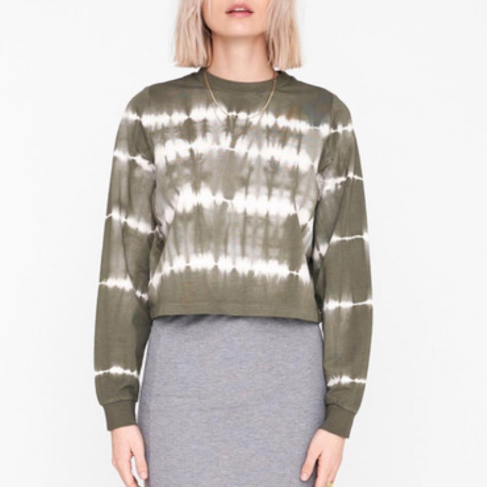 Free Press Green and White Pullover Sweater Size M